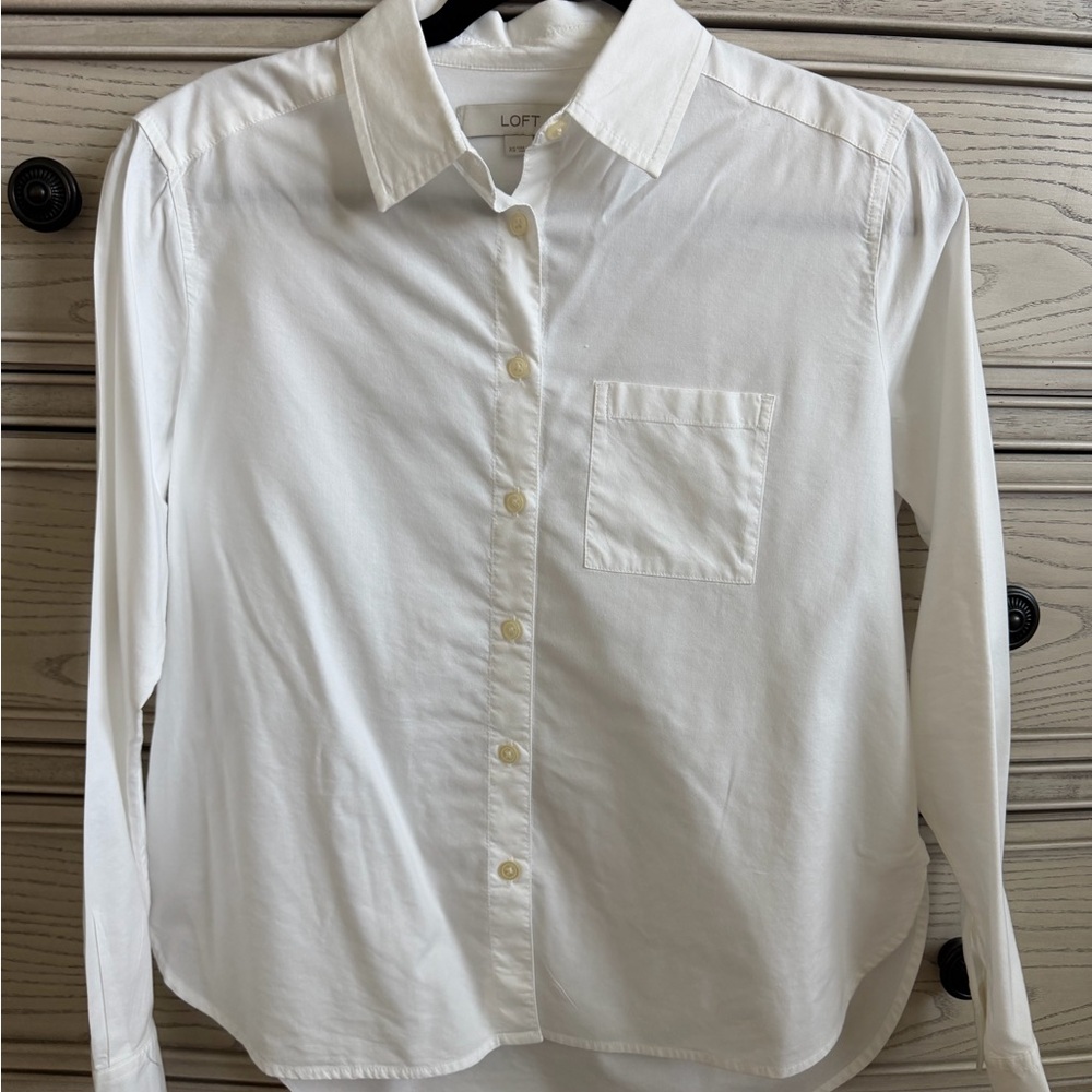 LOFT White Button Down Shirt